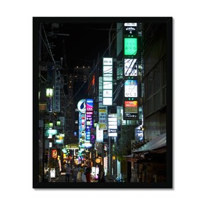 Uliczne światła, neon, Japonia, wydruk w ramce