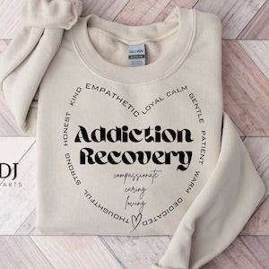 Sucht-Wiederherstellungs-Shirt-Svg Cricut-Datei Png Psychische Gesundheit SVG Nüchternes Herz Design Sucht-Erholungsbewusstsein