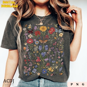 Boho hippiebloemen png, wilde bloemen png, abstracte bloemen png, bloemen png, retro geperste wilde bloemen png, wilde bloemen lente boho png DTF