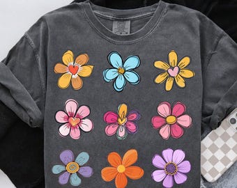 Hippie Flowers Png, Danish Flower Png, Retro Flower Png, Boho Flower Png, Groovy Flower Floral Shirt Design Png Daisy Png Sublimation