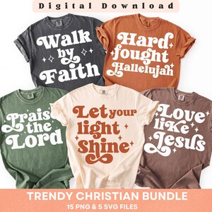 Lot de citations chrétiennes à la mode SVG PNG : modèles de chemises de versets bibliques