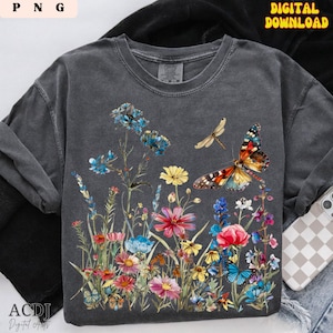 Boho Hippie Flowers Png Floral Png Wildflowers Png, Abstract Florals Png, Floral Png, Retro Pressed Wildflowers Png, Spring Boho Flowers DTF