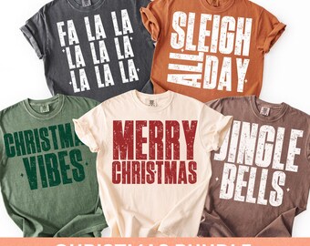 Trendy Christmas PNG Bundle, Preppy Retro Christmas PNG, Retro Distressed Holiday Shirt Design Merry & Bright, Christmas Print Sublimation