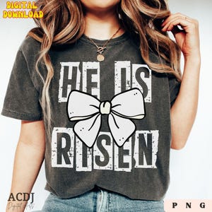 Kokette Schleife Christian Ostern Png, Er ist auferstanden Png, niedliche Varsity Png, Blumenfrühling Png, Jesus Png, Bibel-Vers, Ostern Christian Clipart