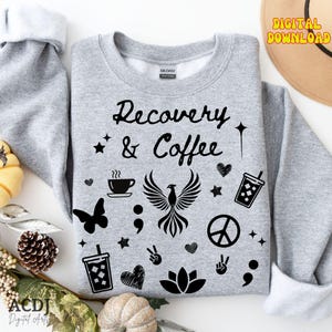 Sucht Erholung PNG, Erholung und Kaffee PNG, Doodle Png Design Nüchternheit PNG, Medikament Freier Png, Sauber und Nüchtern Trendy Ästhetisches Shirt Design