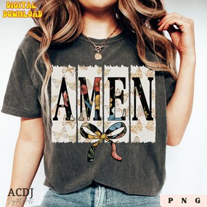 Amen Coquette Bow PNG, Pâques chrétienne PNG, mignon Amen Varsity Png, Floral printemps Png, Jésus Pâques Png, verset de la Bible Png, Joyeuses Pâques Png