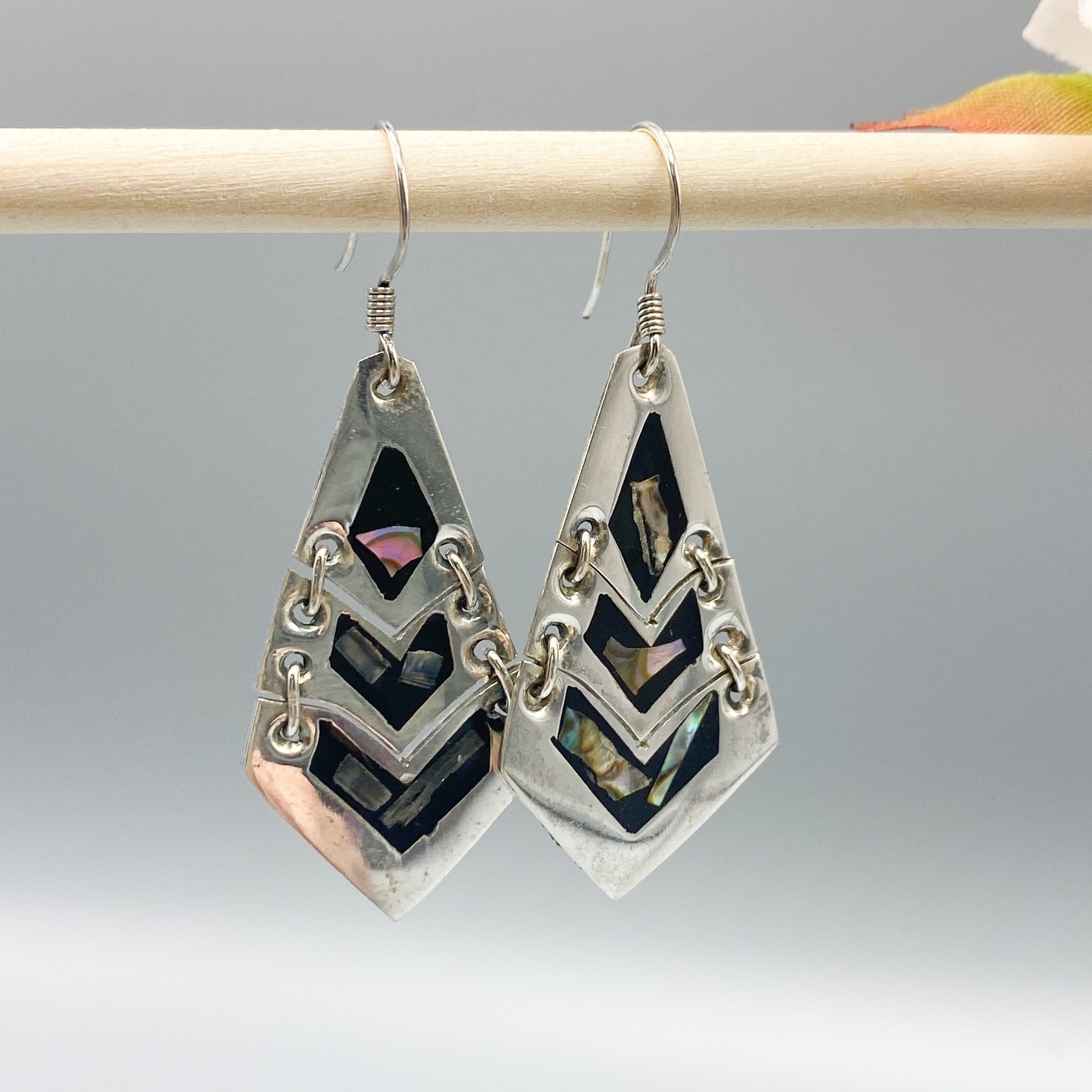 Boucles D'oreilles Alpaca Du Mexique - Poids 5,6 G - Hauteur 6 Cm - Occasion