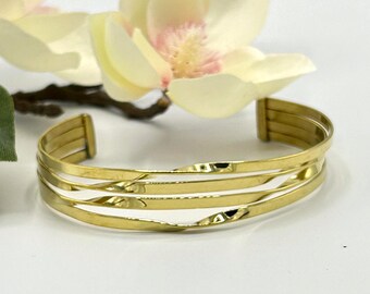 Manchette quadruple • Bracelet jonc superposé minimaliste • Manchette ouverte réglable • Cadeau délicat pour elle || BL2007