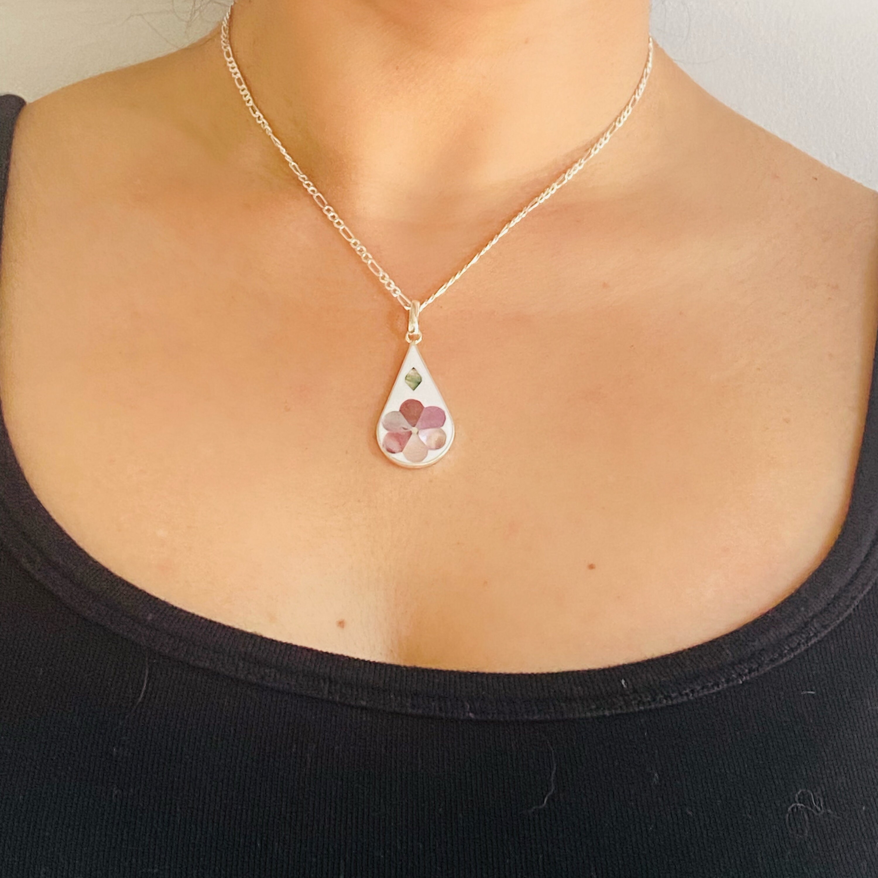 Pendentif Ancien En Nacre Forme Fleur - Bijou Vintage Style Mexicain, Modèle N467