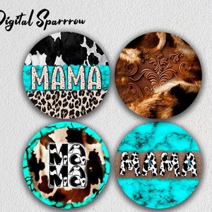 Western Mama Car Coaster Png, Car Coaster Png, Cowhide Car Coaster Sublimation Designs, Cow Print, Instant Digital Download