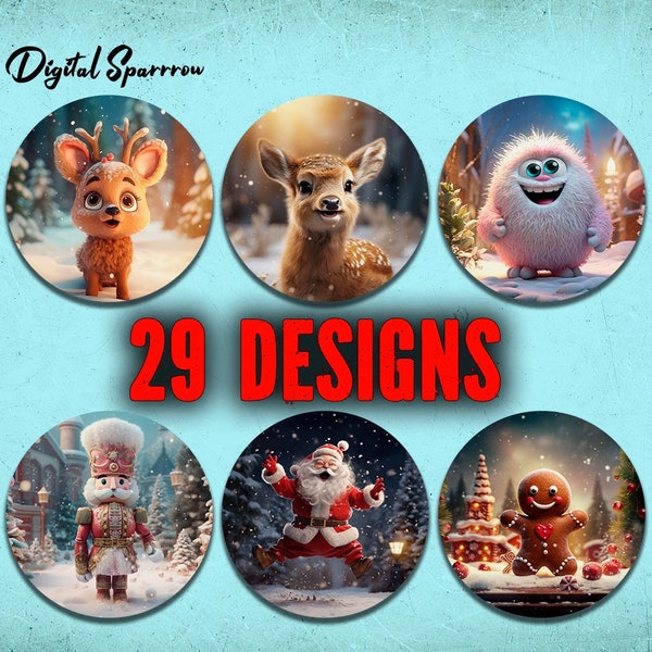 29 Christmas Car Coaster PNG Bundle, Car Coaster Sublimation Designs, Car Coaster Design