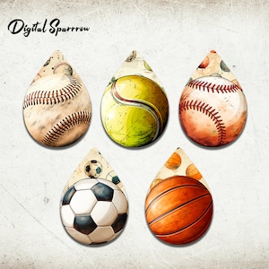 Sport Teardrop Earrings Sublimation Designs, Basketball Earring Sublimation, Earring Blanks Design