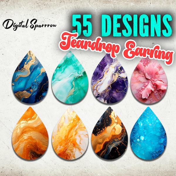 55 Marble Earring Sublimation Designs, Glitter Earring Teardrop Png, Sublimation Earring Designs