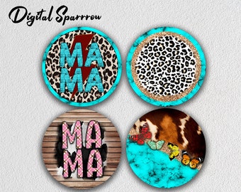 Western Mama Car Coaster Png, Car Coaster Png, Leopard Car Coaster Sublimation Designs, Cheetah Print, Instant Digital Download