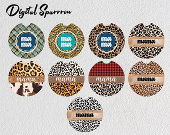 Western Mama Car Coaster Png, Car Coaster Png, Leopard Car Coaster Sublimation Designs, Cheetah Print, Instant Digital Download