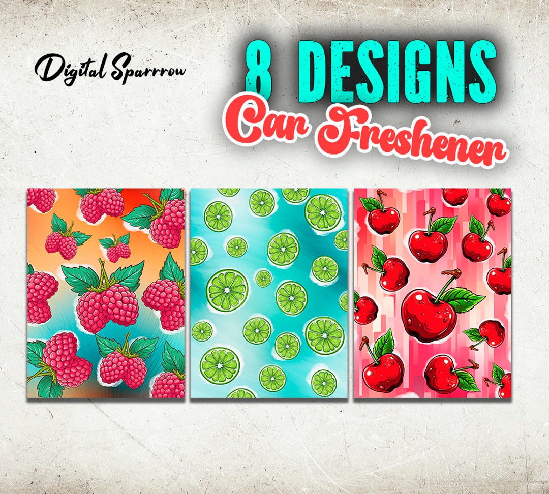 Fruits Car Air Freshener Sublimation Design, Sublimation Air Freshener