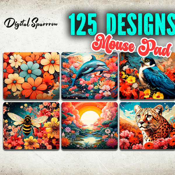 125 Mouse Pad Sublimation Design Bundle, Mouse Pad Template, Wild Mouse Pad Sublimation Designs