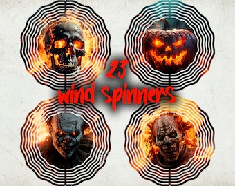 23 Halloween Wind Spinner Png Bundle, Wind Spinner Sublimation Designs, Designs for Blanks