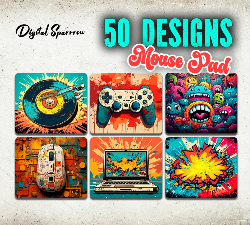 50 Mouse Pad Sublimation Design Bundle Mouse Pad Template Etsy