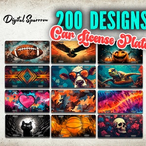 200 License Plate Sublimation Png, License Plate Designs Png, Digital Download, License plate template
