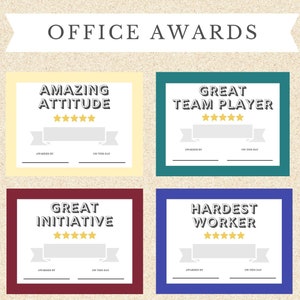 Office Employee Awards, Office Certificate Printable, Staff Appreciation Awards Printable ...