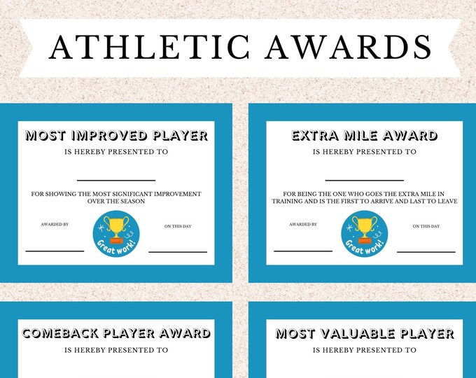 Athlete Sport Awards Printable, Athletic Awards Printable Bundle ...