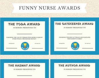 Funny Nurse Coworker Awards, Funny Nurse Award Printable Bundle, Funny Work Award, Fun Printable RN Award Bundle