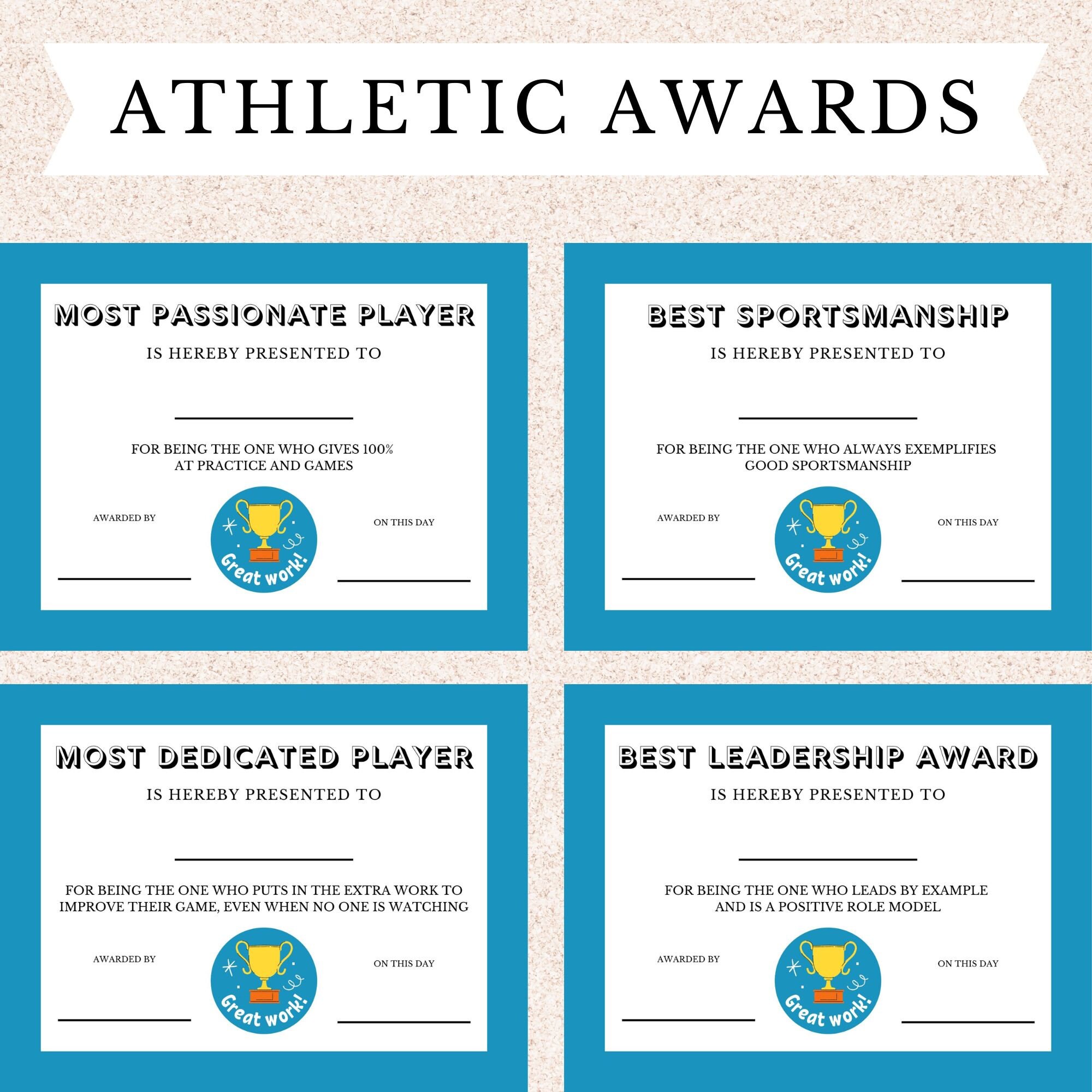 Athlete Sport Awards Printable, Athletic Awards Printable Bundle ...