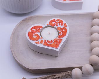 Heart shaped tealight candle holder/Heart candle/ Gift Set/ Gift for her