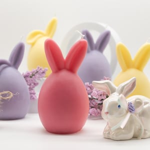 Easter Bunny Ears Candle, Cute Bunny, Easter Egg, Spring Candle Easter Home Decor and Gift, Set of 2