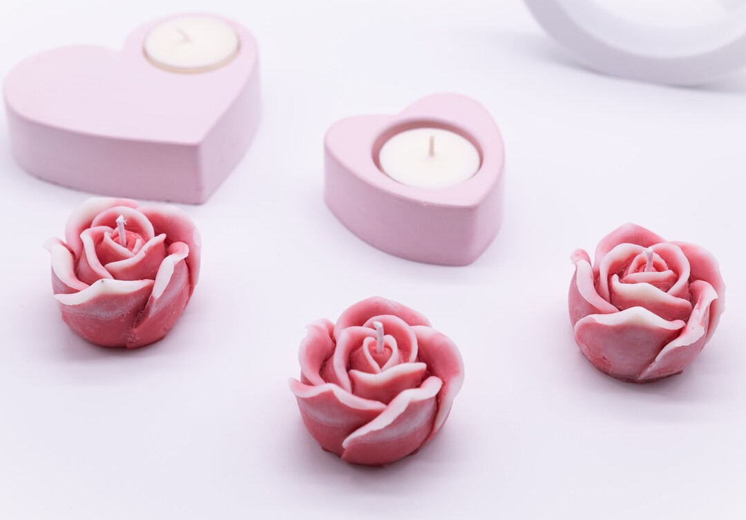 Blooming Rose Shaped Candle Set of 3/ Valentine's Day/romantic Candle/ Gift for Her Etsy