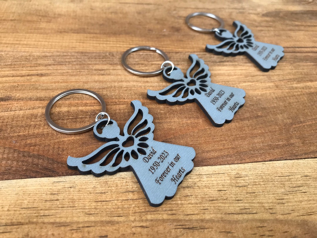 Personalized Angel Keychain: Memorial Favor, Celebration of Life - Etsy
