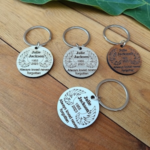 Celebration of life ,funeral favors for guests personalized Angel keychain,bulk memorial favor,in loving memory favors forever in our hearts