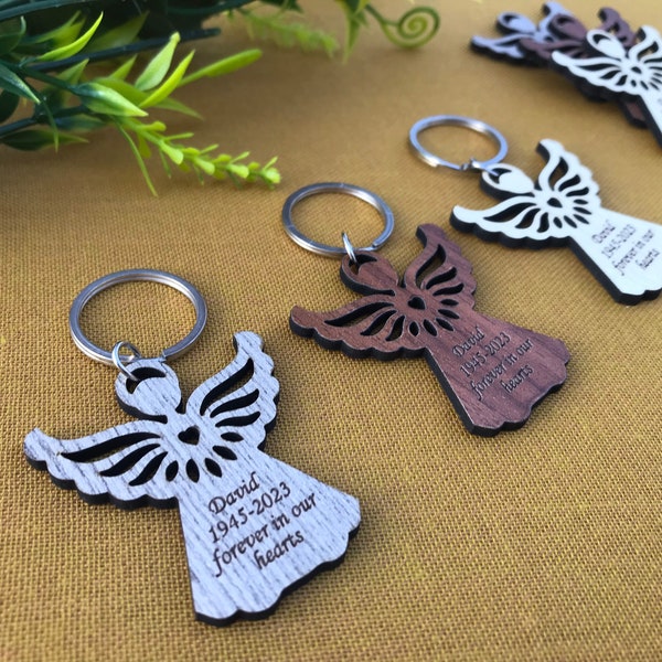 Celebration of life ,funeral favors for guests personalized angel keychain,bulk memorial favor,in loving memory favors forever in our hearts