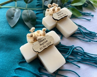 Handmade Cross Soap Favors with Dried Flowers