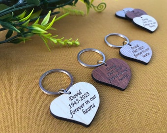 Gepersonaliseerde houten hartsleutelhanger, bedankje voor begrafenis