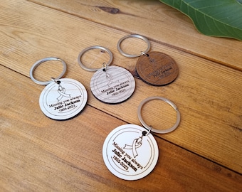 Personalized Wood Heart Keychain: Memorial Favor, Celebration of Life