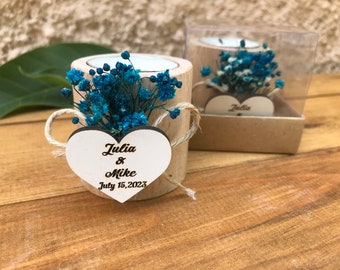 Personalized Memorial Tealight Holder Favors: Dried Flower In Loving Memory Candles