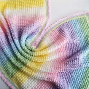 Handmade Crochet Baby Blanket: Soft Acrylic Rainbow Nursery Blanket