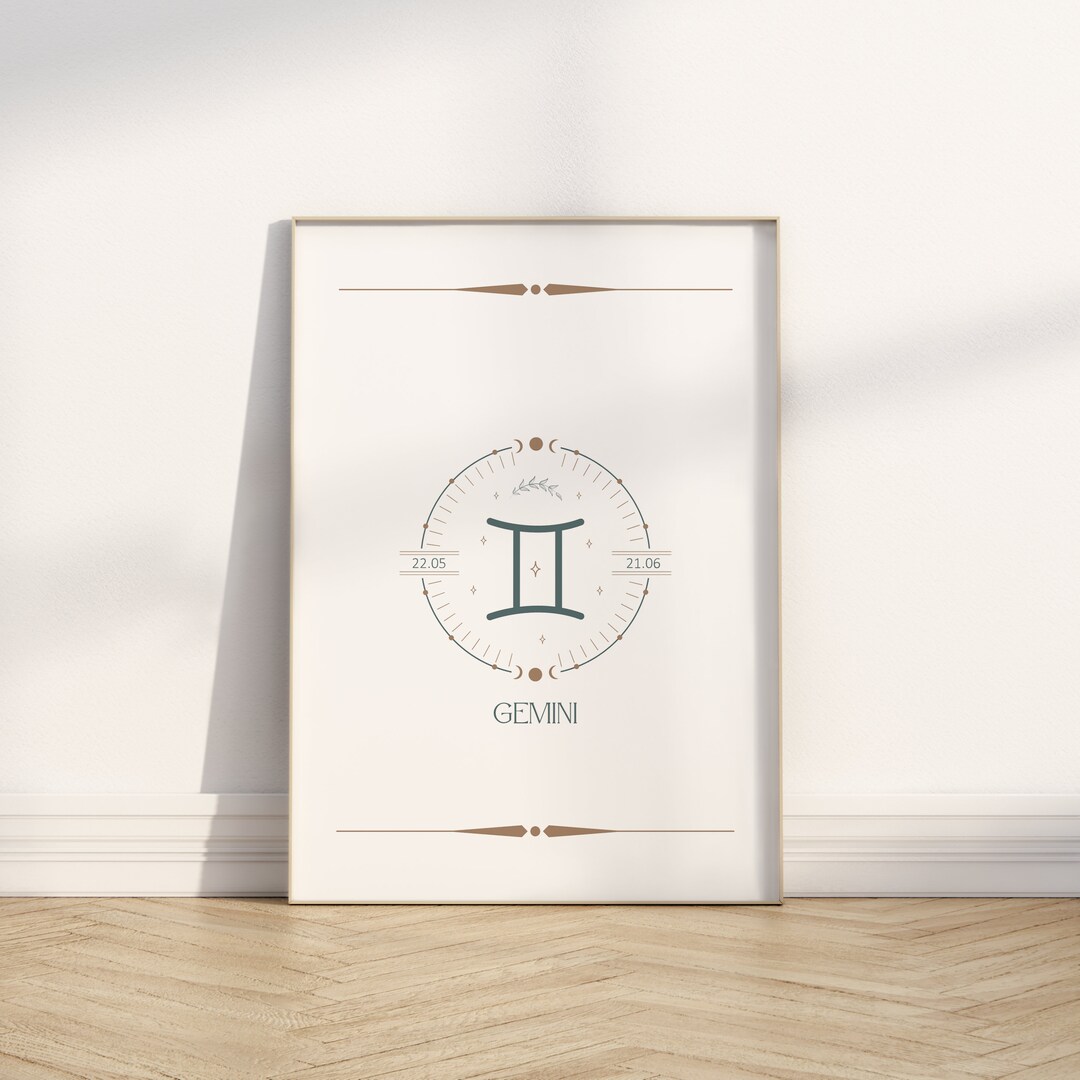 Gemini Zodiac Sign, Gemini Wall Art, Zodiac Printable, Zodiac Horoscope