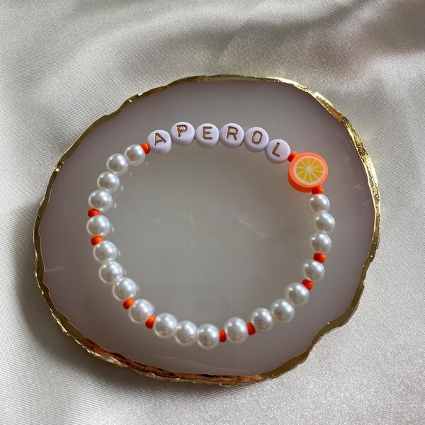 Aperol Spritz pearl bracelet / Aperol Spritz gift idea / homemade jewelry