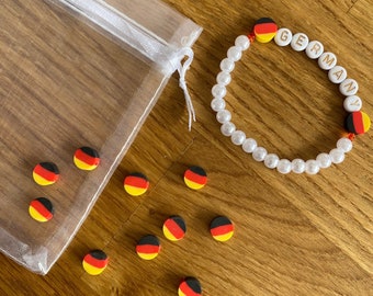 10 Stück Deutschland Polymer Clay Perlen / Germany / Perlen zum Auffädeln Deutschlandflagge / Polymer Deutschlandflagge / EM 2024 Armband /