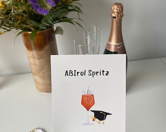 Karte zum bestandenen Abitur / Abirol Spritz Postkarte / Glückwunsch Karte