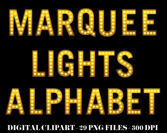 Retro Marquee Lights Alphabet PNG, Marquee Lights Letter Clipart, 29 PNGs, Instant download