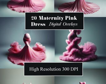 Set of 20 Beautiful Pink Dress Overlays, Maternity Backdrop Overlays, Studio Overlays, Maternity Digital Backdrops