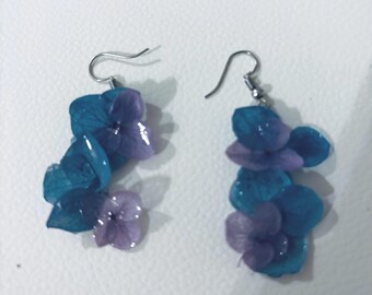 Two-tone hydrangea earrings