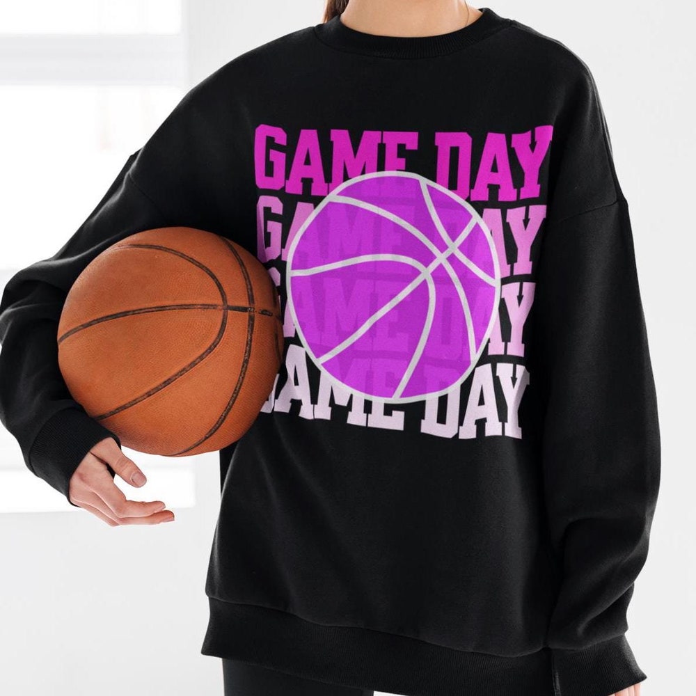 Game Day Sweater, Basketball Sweatshirts Women, Basketball Game Day Sweaters,Basketball Game Day Sweatshirt, Sweatshirt For Basketball Mom 4Fansport