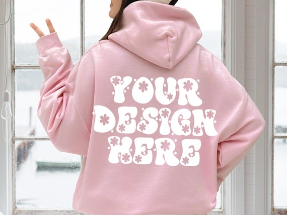 Light Pink Hoodie Back Mockup Gildan 18500 Oversized XL Hooded