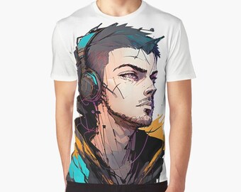 Headphone Gamer Guy Shirt, Anime Apparel