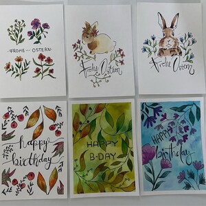 Originale Aquarellzeichnungen für Geburtstage und Ostern